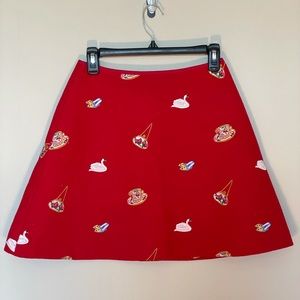 Red Embroidered Skirt: Romantic Tea Party